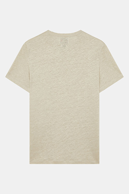 Relax Kalıp Bej Bisiklet Yaka Erkek T-Shirt 2