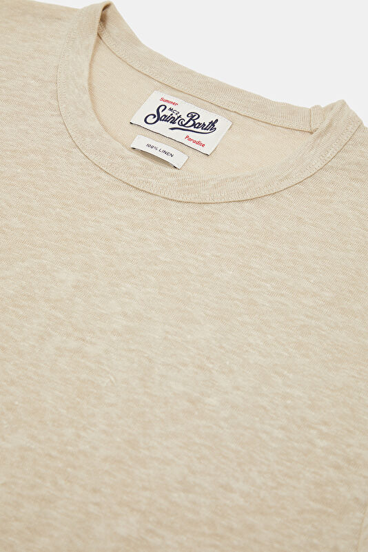 Relax Kalıp Bej Bisiklet Yaka Erkek T-Shirt 3