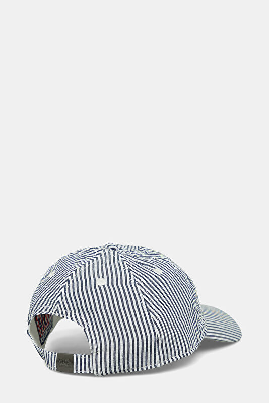 Baseball Seersucker Striped Men's Blue Hat 2
