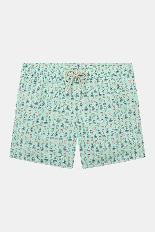 Lighting Micro Fantasy Cocktail Pattern Men's Light Green Swimsuit