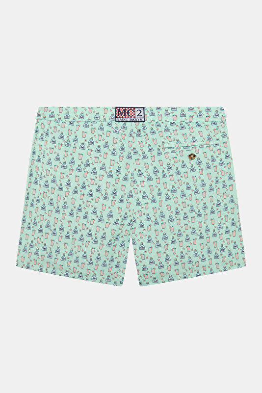 Lighting Micro Fantasy Cocktail Pattern Men's Light Green Swimsuit 2