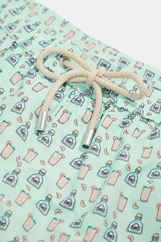 Lighting Micro Fantasy Cocktail Pattern Men's Light Green Swimsuit 3