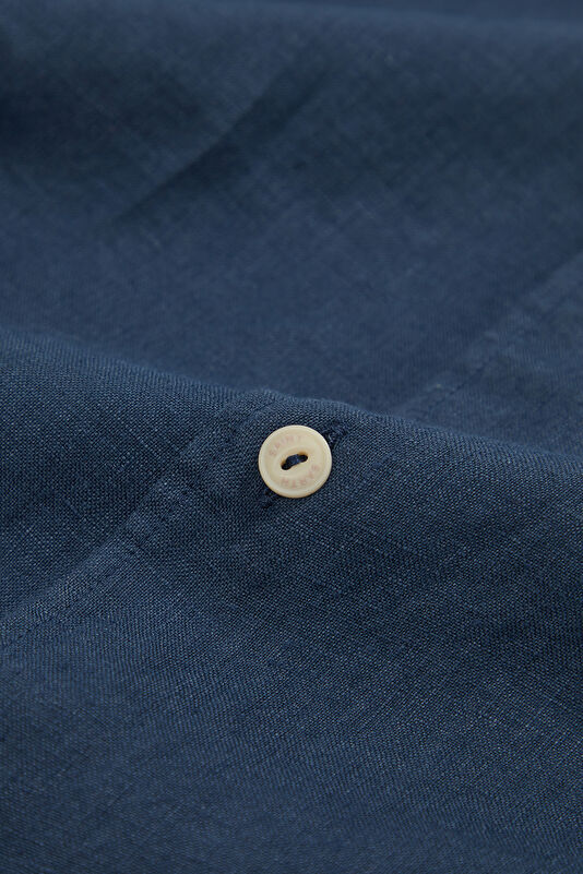 Pamplona Erkek Lacivert Keten Gömlek 4