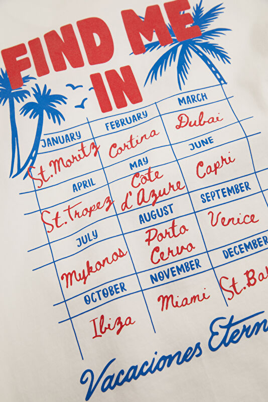 Delmar Find Vacation Erkek Beyaz T-Shirt 4