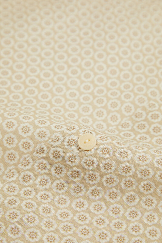 Pamplona Mini Floral Pattern Men's Beige Linen Shirt 4