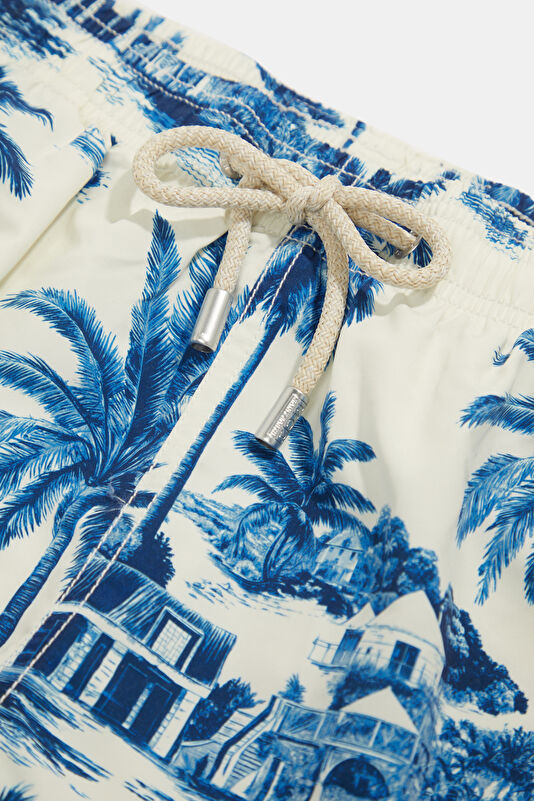 Blue Patterned Elasticated Men's Swimsuit 3