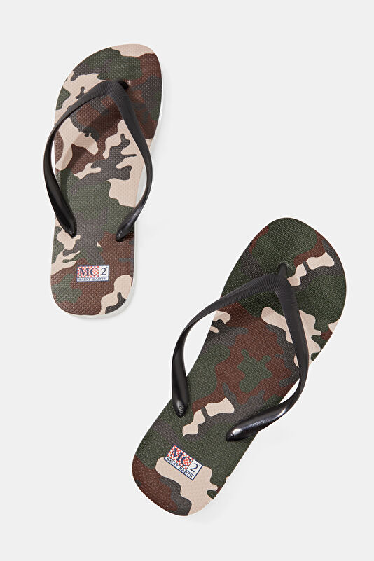 Tommy Camouflage Patterned Men's Khaki Slippers 4