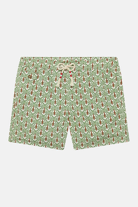 Lighting 70 Palm Pattern Men's Light Green Swimsuit