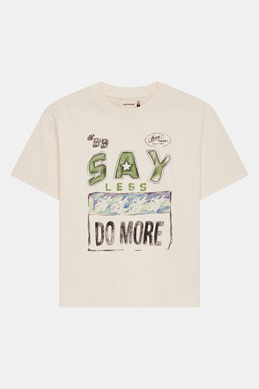 Relax Fit White Crew Neck Printed Men's T-Shirt