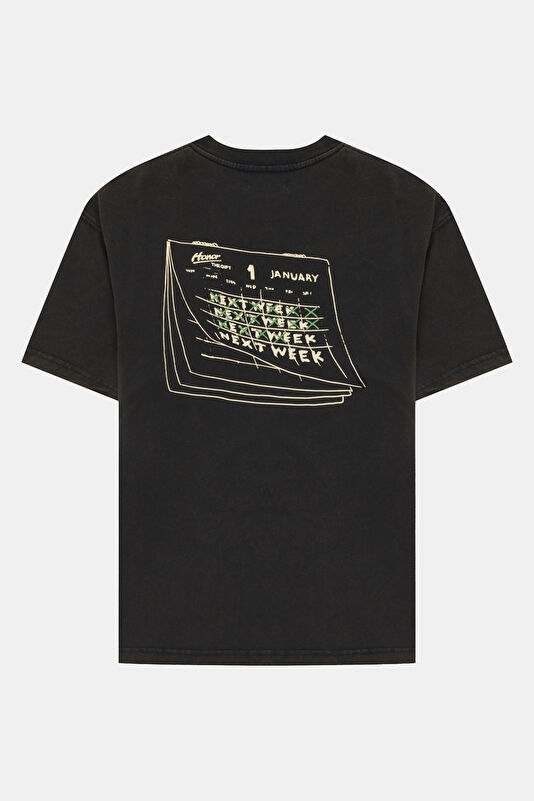 Relax Fit Black Crew Neck Printed Men's T-Shirt 2