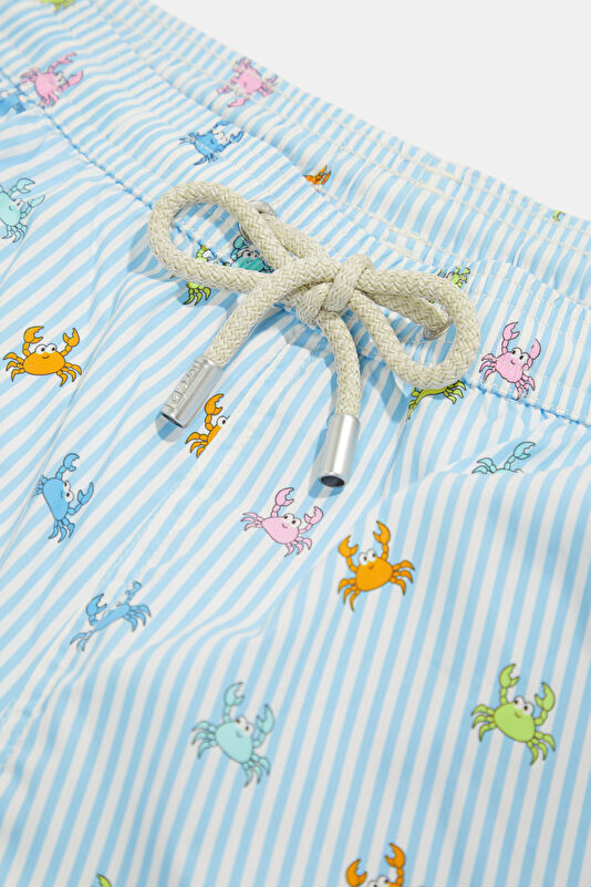 Lighting Micro Stretch Striped Patterned Men's Light Blue Swimsuit 3
