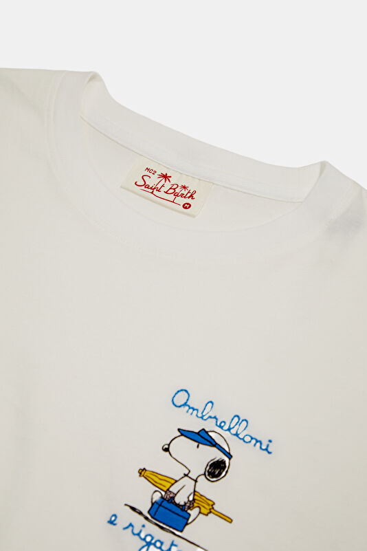 Portofino Snoopy Rigatoni Men's White T-Shirt 3