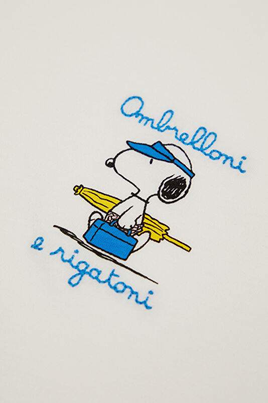 Portofino Snoopy Rigatoni Men's White T-Shirt 4