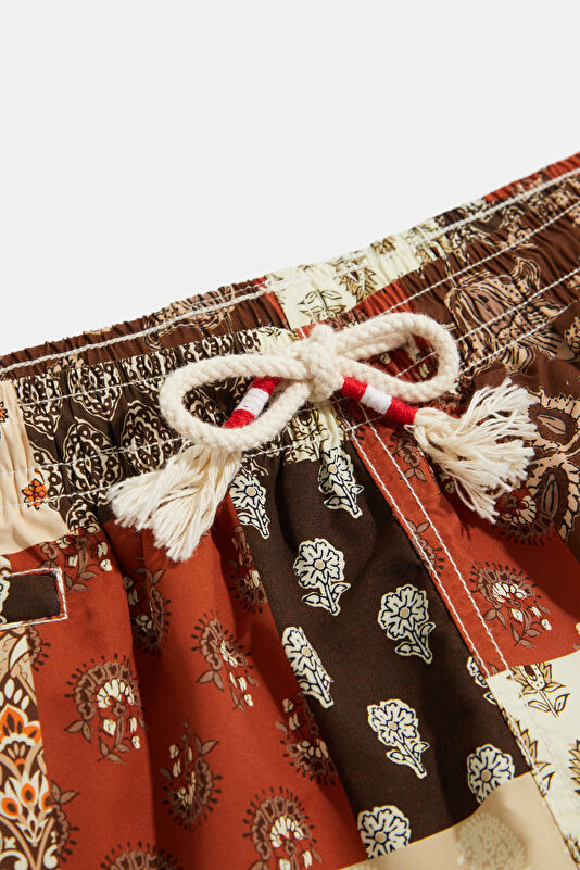 Men's Brown Swim Shorts with Patch Detail 3
