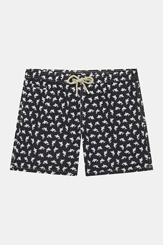 Lighting Micro Fantasy Shark Pattern Men's Black Swimsuit