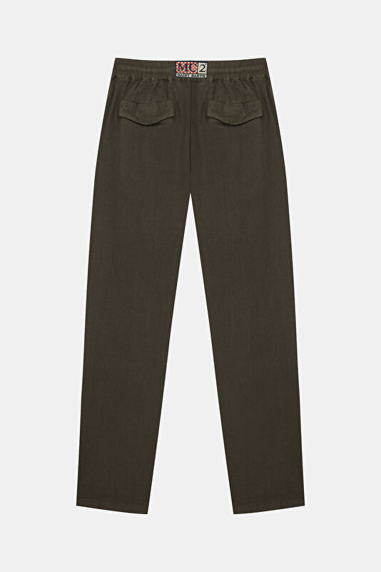 Calais Men's Khaki Linen Trousers 2