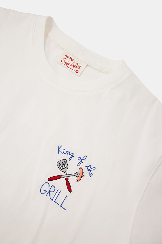 Portofino BBQ King Men's White T-Shirt 3