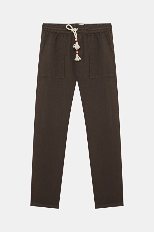 Calais Men's Brown Linen Trousers