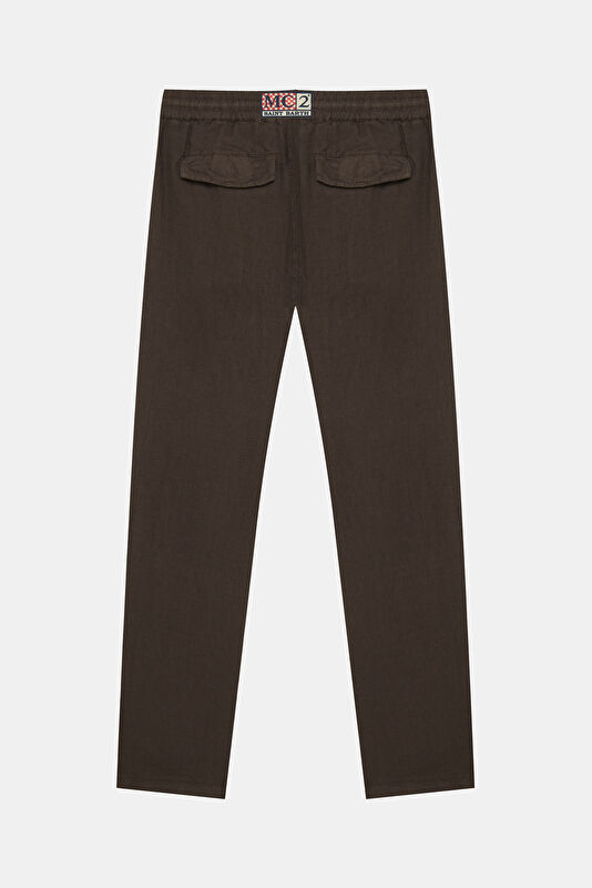 Calais Men's Brown Linen Trousers 2