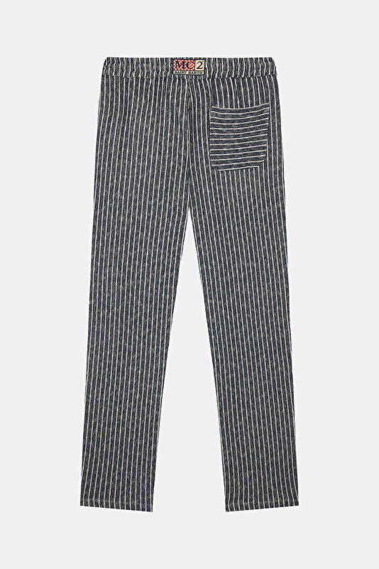 Calais Crochet Çizgili Erkek Mavi Pantolon 2