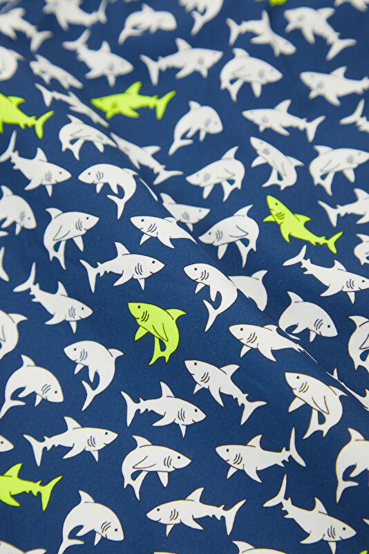 Lighting Micro Stretch Shark Pattern Men's Navy Swimsuit 4