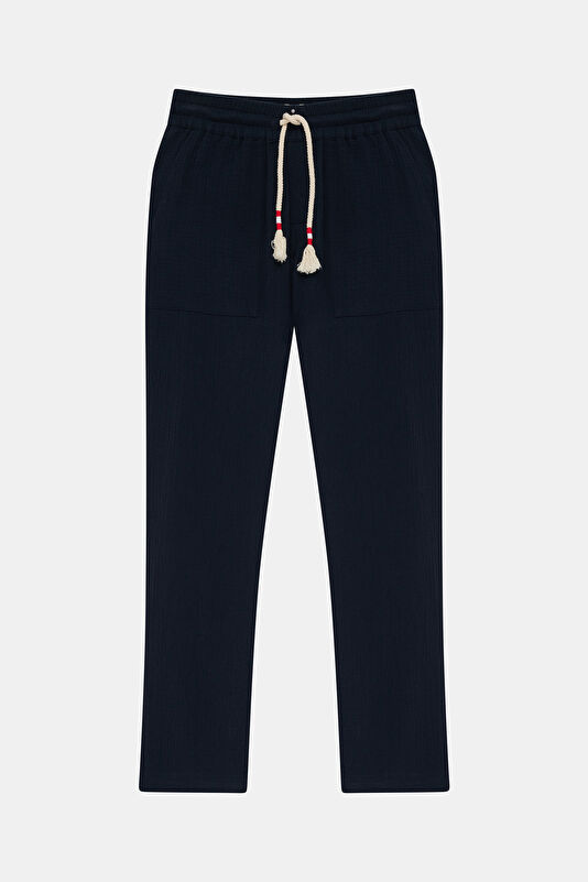 Calais Cotton Gofre Men's Navy Trousers