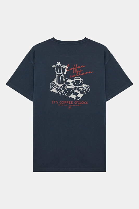 Relax Fit Navy Crew Neck Printed Men's T-Shirt 2