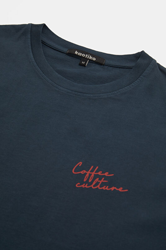 Relax Fit Navy Crew Neck Printed Men's T-Shirt 3