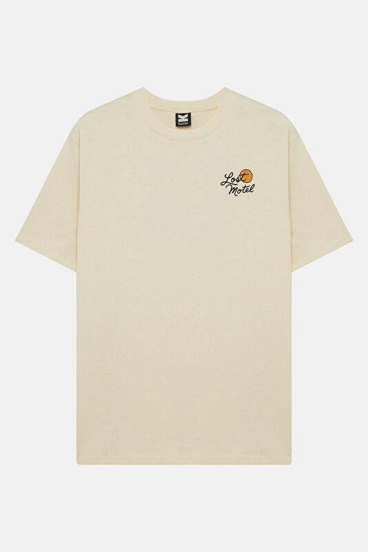 Relax Fit White Crew Neck Printed Men's T-Shirt