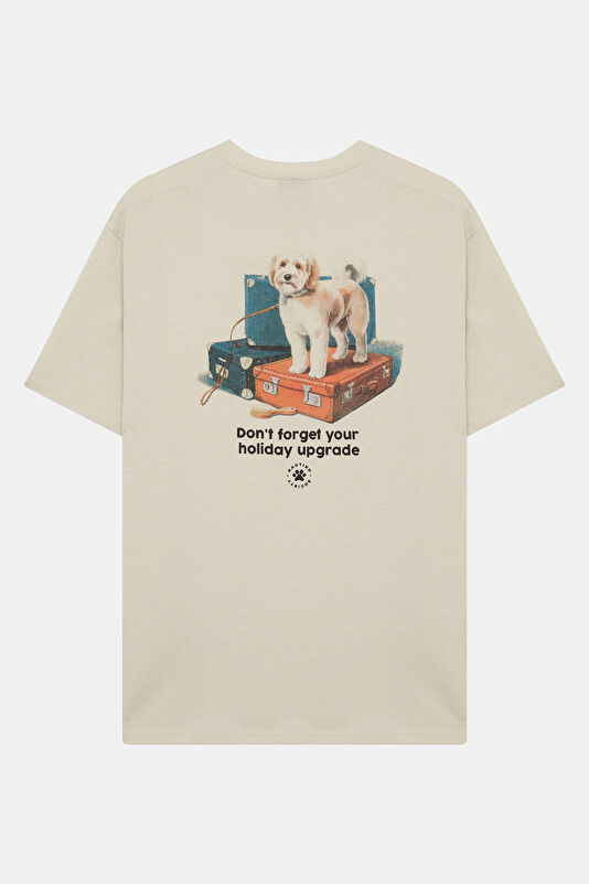Relax Fit Cream Crew Neck Printed Men's T-Shirt 2