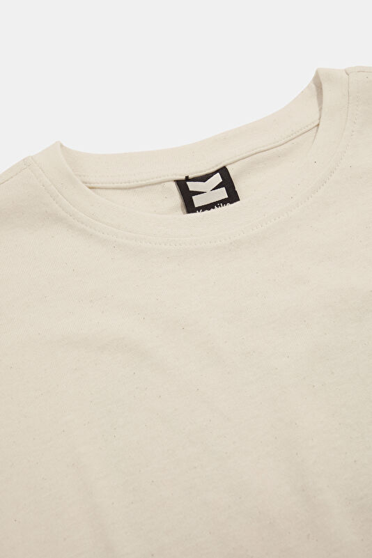 Relax Fit Cream Crew Neck Printed Men's T-Shirt 3