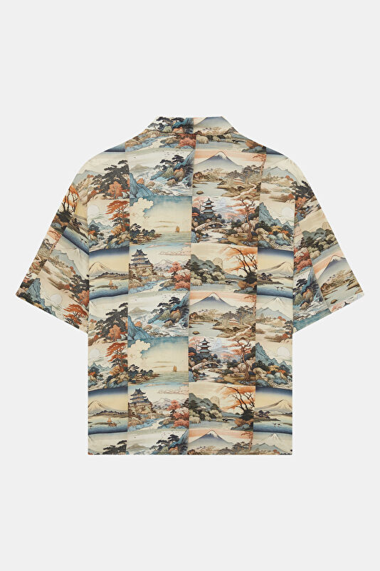 Relax Fit Multicolored Patterned Resort Collar Men's Shirt 2