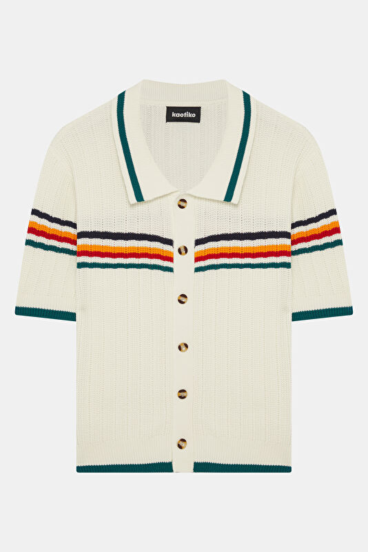 Relax Fit White Striped Men's Shirt
