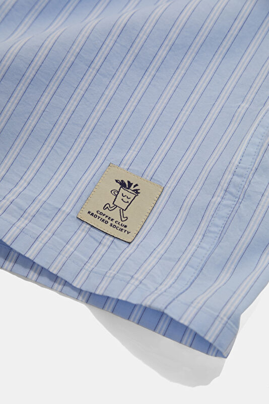 Relax Fit Blue Embroidered Men's Shirt 4