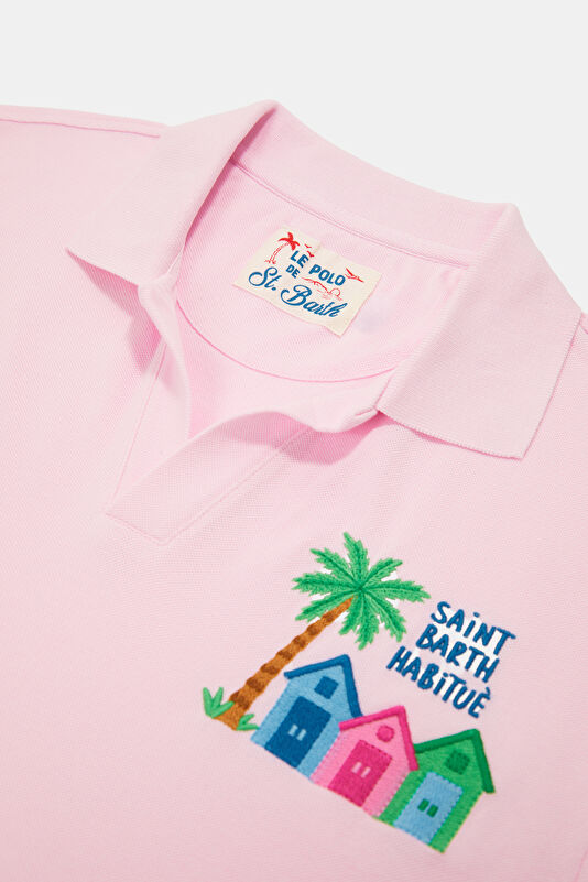 Charles Hibiscus House Pembe Pike Polo Erkek T-Shirt 3