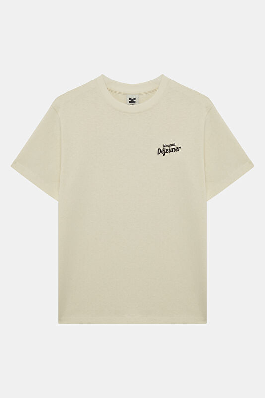 Relax Fit Cream Crew Neck Printed Men's T-Shirt