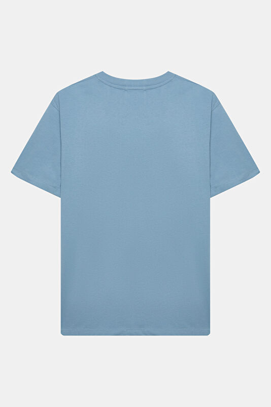 Relax Fit Light Blue Crew Neck Printed Men's T-Shirt 2