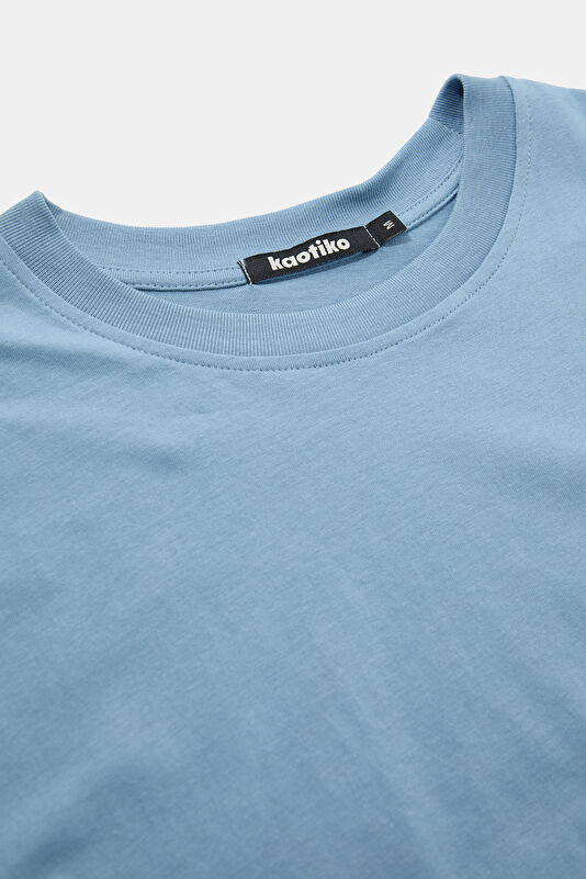 Relax Fit Light Blue Crew Neck Printed Men's T-Shirt 3