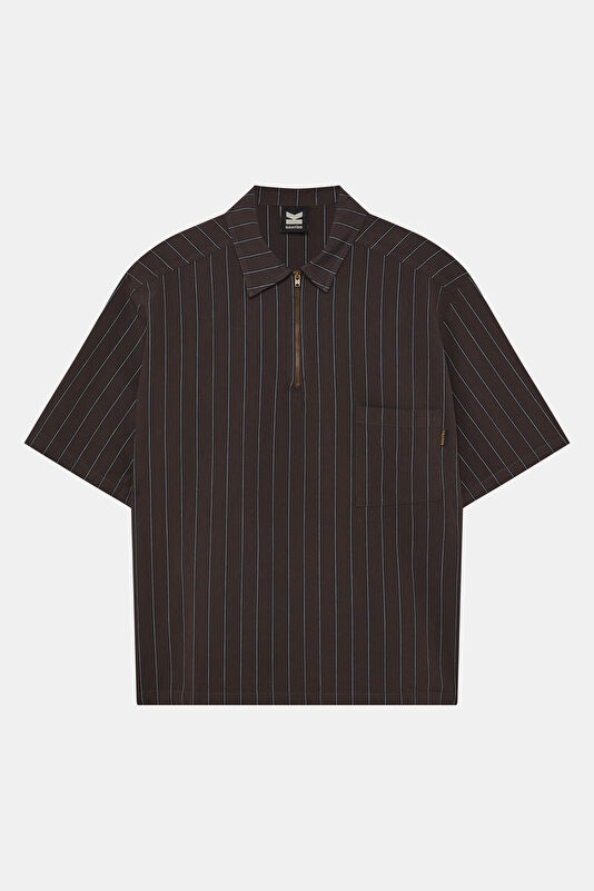 Relax Fit Brown Striped Men's Shirt 4