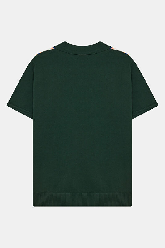 Relax Fit Green Striped Patterned Men's T-Shirt 2
