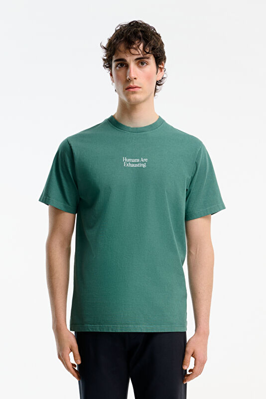 Relax Fit Dark Green Crew Neck Printed Men's T-Shirt
