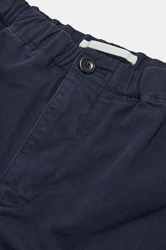 Navy Cotton Elastane Men's Shorts 3