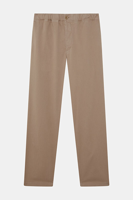 Relax Fit Beige Wide Leg Cotton Elastane Men's Trousers