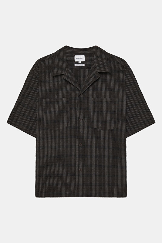 Relax Fit Brown Embroidered Men's Shirt