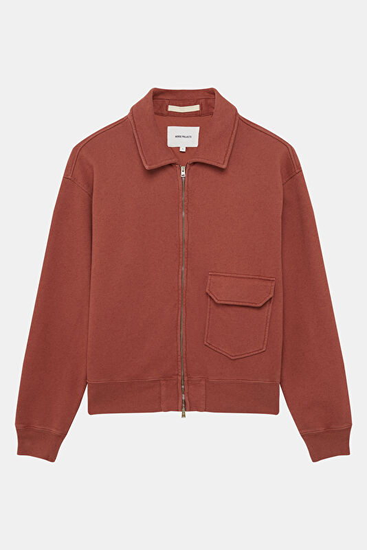 Light Red Zippered Cotton/Linen Men's Jacket