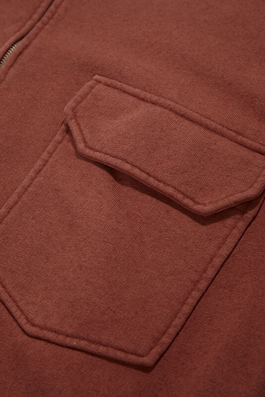 Light Red Zippered Cotton/Linen Men's Jacket 4