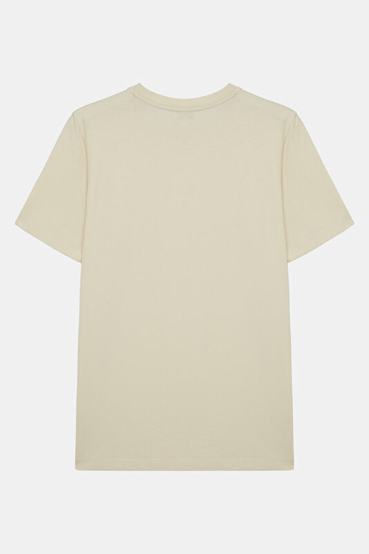 Relax Fit Ecru Crew Neck Men's T-Shirt 2