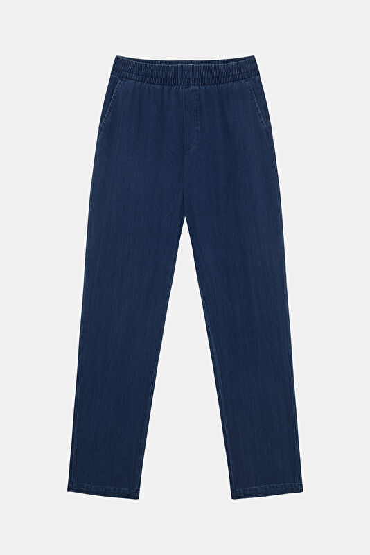 Relax Fit Indigo Wide Leg Trousers