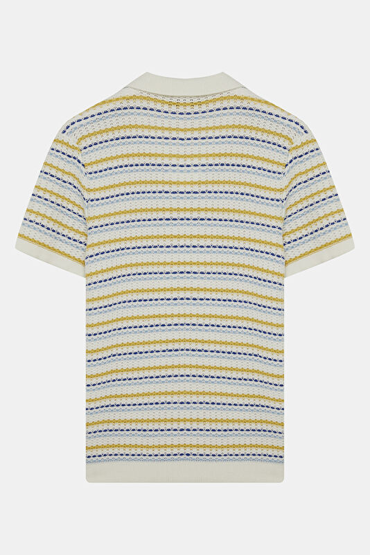 Relax Kalıp Çok Renkli Polo Yaka Çizgili Erkek T-Shirt 2
