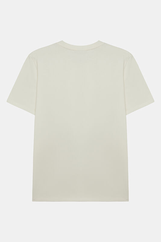 Relax Fit White Crew Neck Printed Men's T-Shirt 2